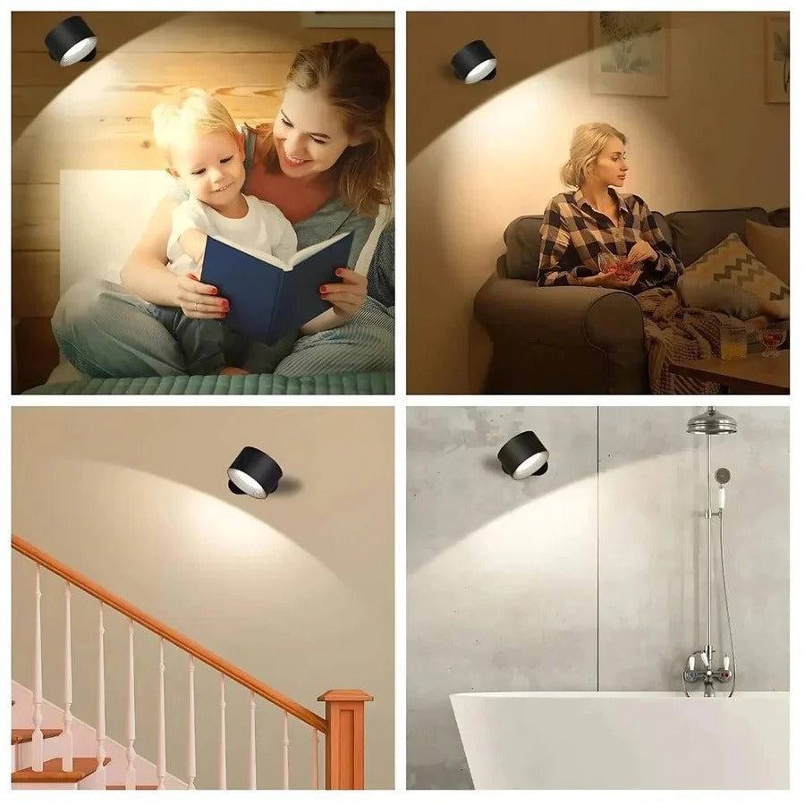 Aplique de pared recargable con soporte magnético de 360° e iluminación LED inalámbrica para exteriores