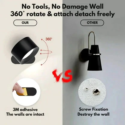 Aplique de pared recargable con soporte magnético de 360° e iluminación LED inalámbrica para exteriores