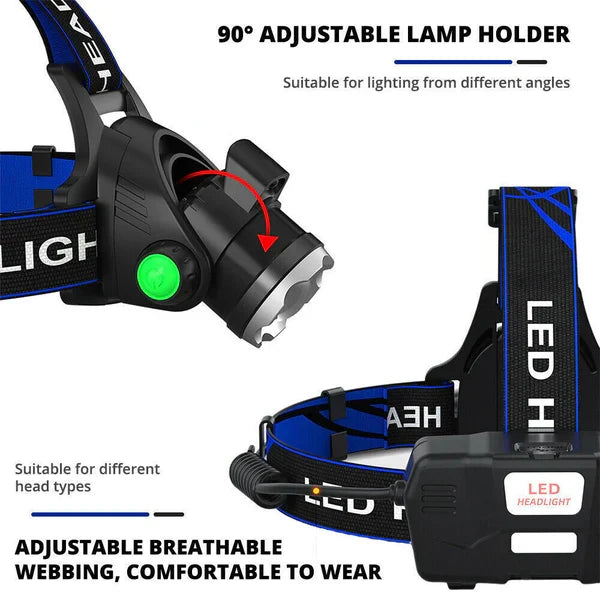 990000LM Rechargeable LED Headlamp Zoomable Torch Tactical Headlight Flashlight - product image 7