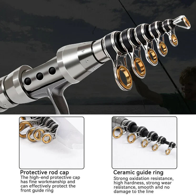 Carbon Fiber Telescopic Fishing Rod Pole Reel Combo Sea - product detail 2