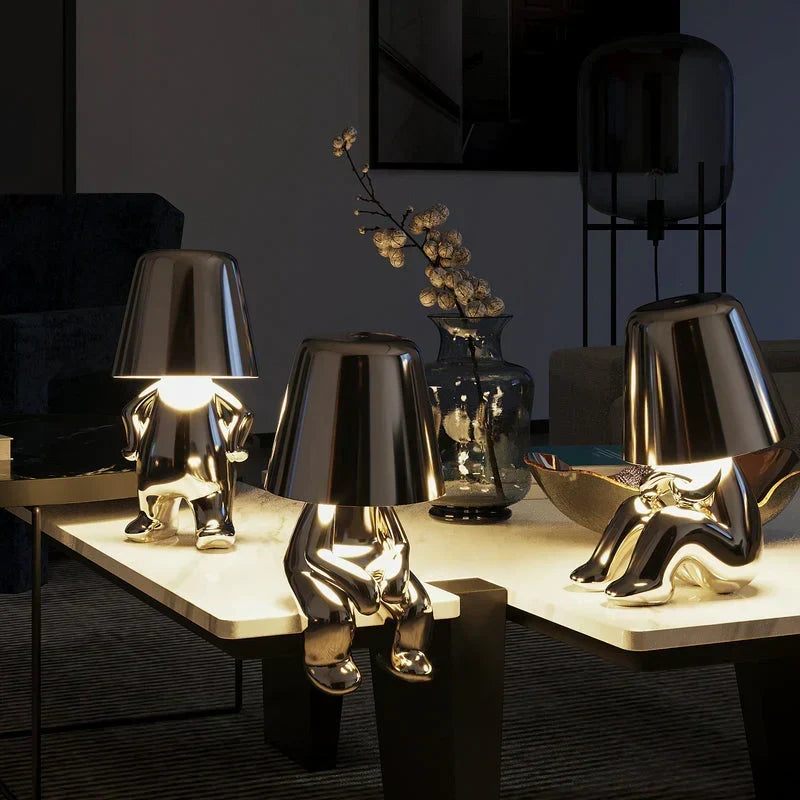 Lámpara de mesa portátil con control táctil y luz ambiental regulable