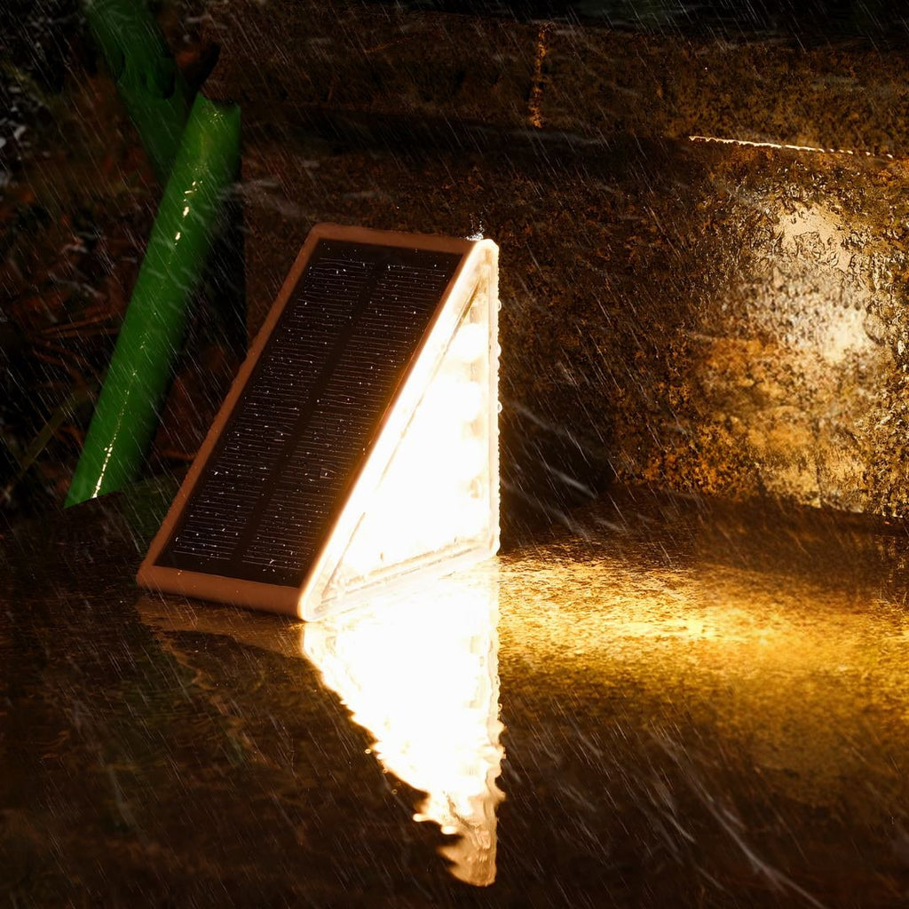 Luces solares de exterior para terraza, impermeables, LED y triangulares, para escalones