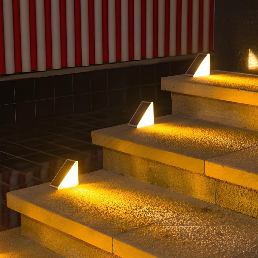 Luces solares de exterior para terraza, impermeables, LED y triangulares, para escalones