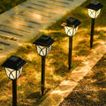 Luces solares para senderos de jardín, para exteriores, con lente de vidrio craquelado y panel integrado en la estaca