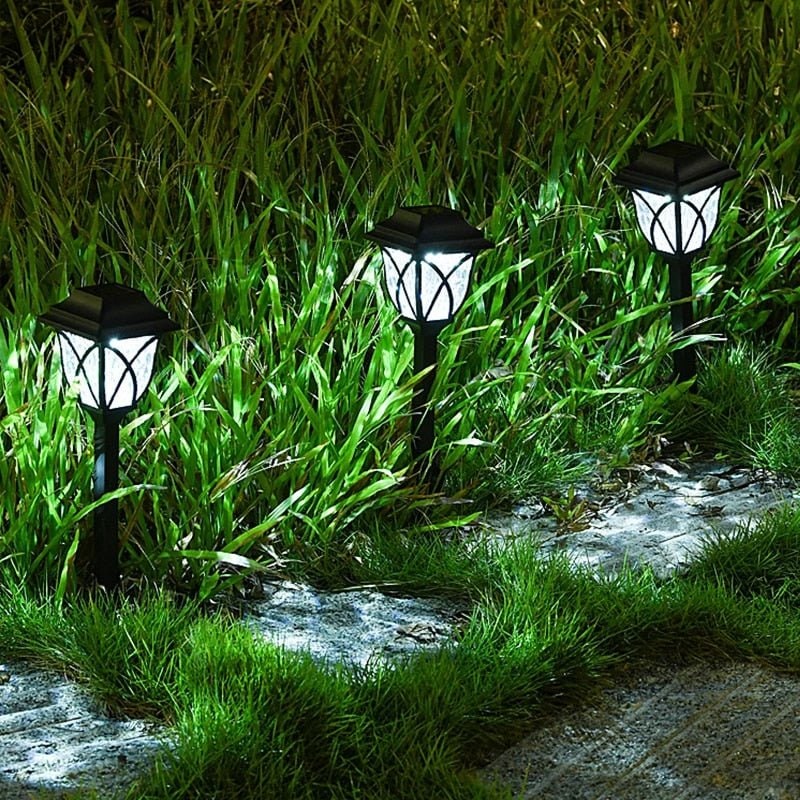 Luces solares para senderos de jardín, para exteriores, con lente de vidrio craquelado y panel integrado en la estaca