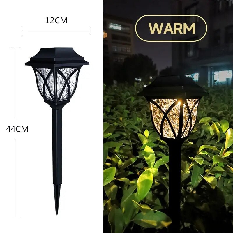 Luces solares para senderos de jardín, para exteriores, con lente de vidrio craquelado y panel integrado en la estaca