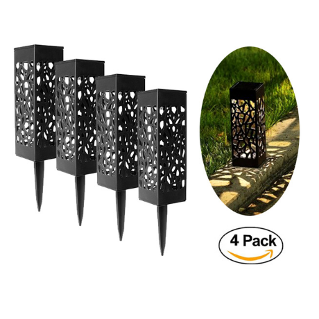 Luces solares para senderos con diseño de celosía calada para iluminar jardines, céspedes y paisajes exteriores