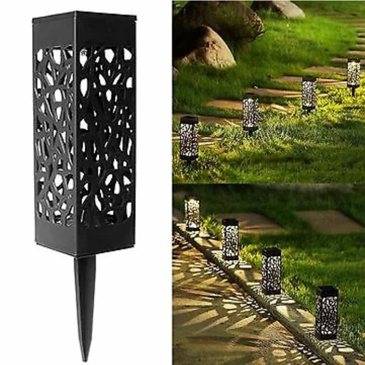 Luces solares para senderos con diseño de celosía calada para iluminar jardines, céspedes y paisajes exteriores