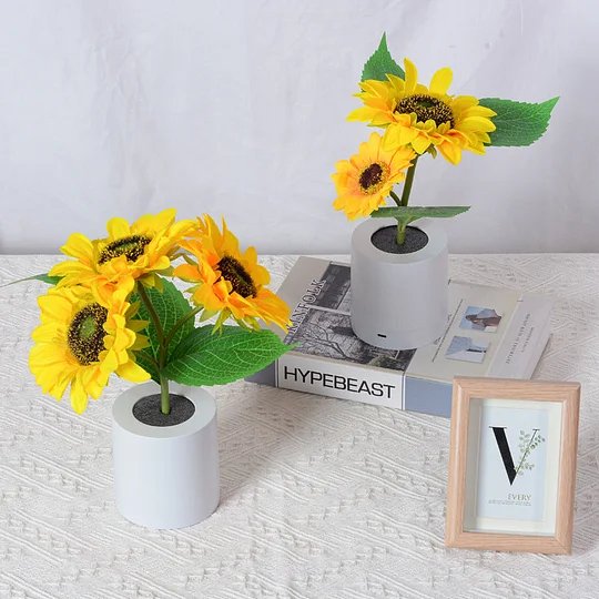Lámpara de acento LED estilo girasol con luz cálida decorativa