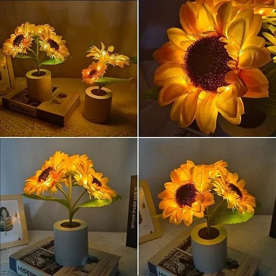 Lámpara de acento LED estilo girasol con luz cálida decorativa
