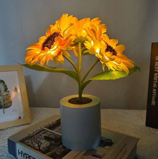 Lámpara de acento LED estilo girasol con luz cálida decorativa