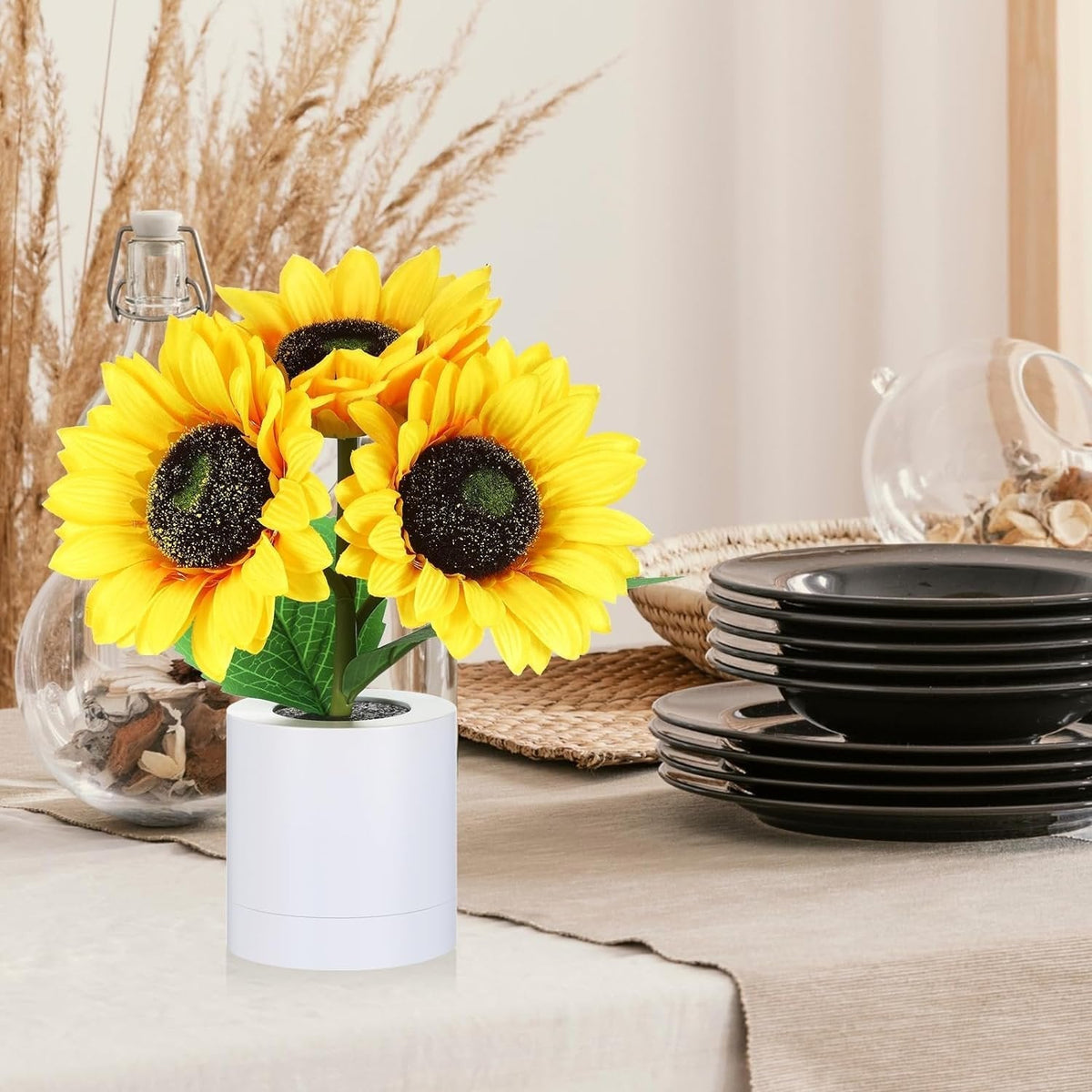 Lámpara de acento LED estilo girasol con luz cálida decorativa