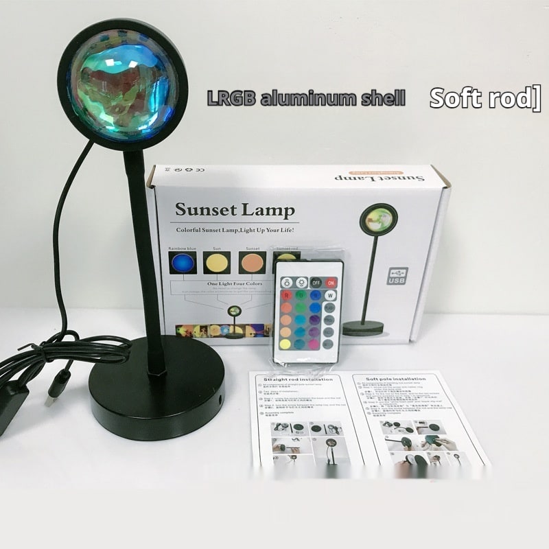 Lámpara proyectora de atardeceres, luz nocturna LED con soporte ajustable para dormitorio y estrellas