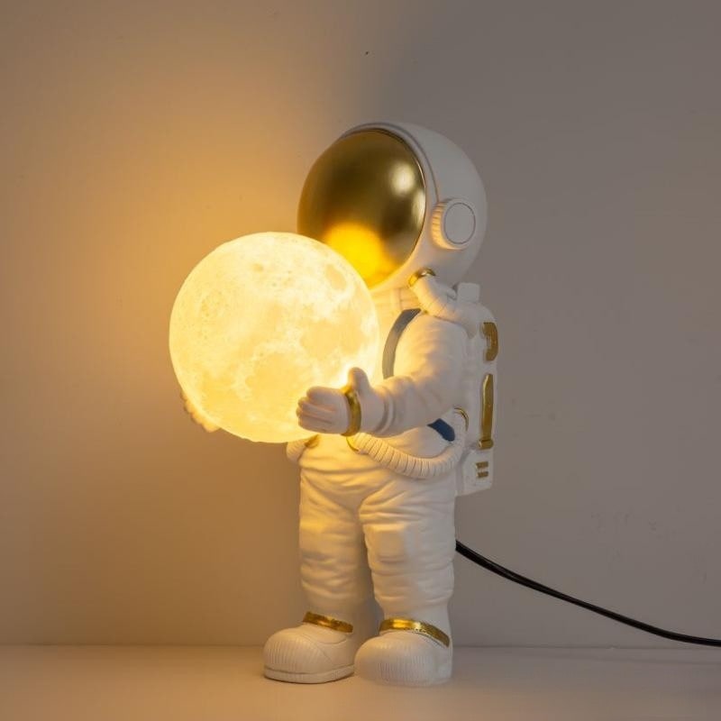 Lámparas de mesa de estilo moderno de mediados de siglo, con astronauta táctil y esfera luminosa, para dormitorio, juego de 2 unidades