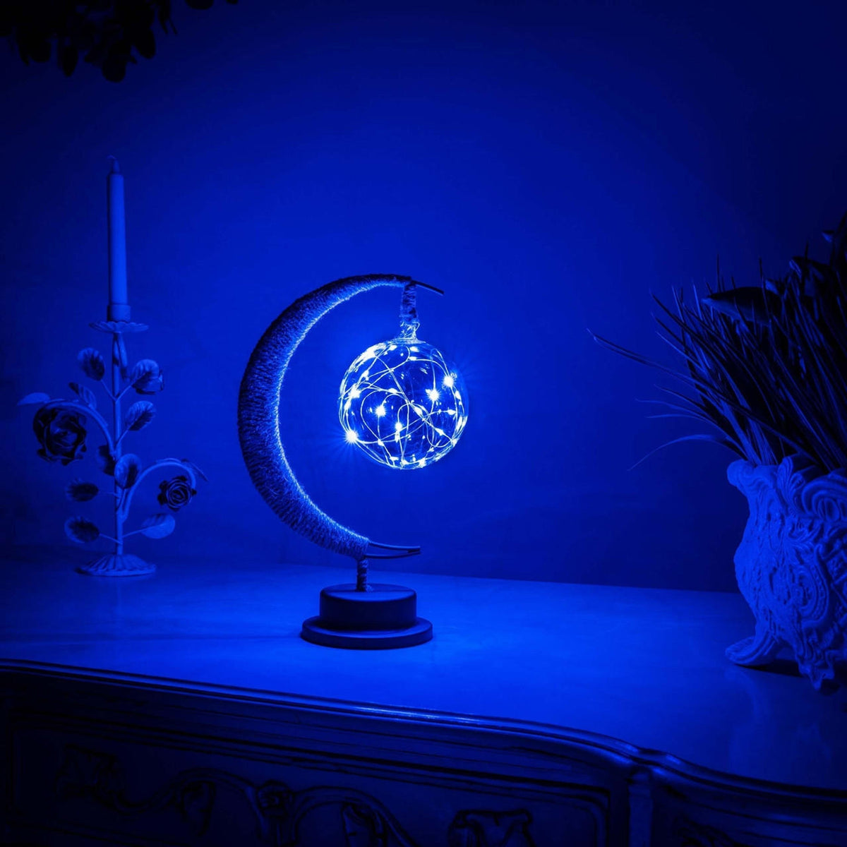 Lámpara de mesa decorativa con iluminación ambiental de brillo lunar