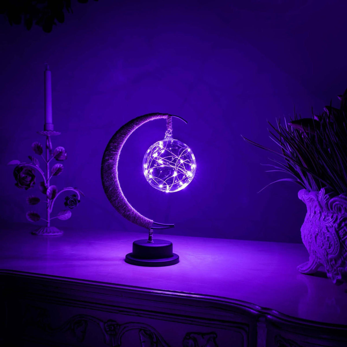 Lámpara de mesa decorativa con iluminación ambiental de brillo lunar