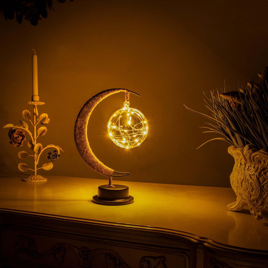 Lámpara de mesa decorativa con iluminación ambiental de brillo lunar