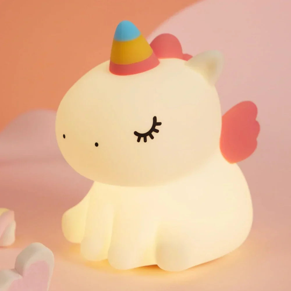 Lámpara de noche adorable con control táctil recargable para mesita de noche