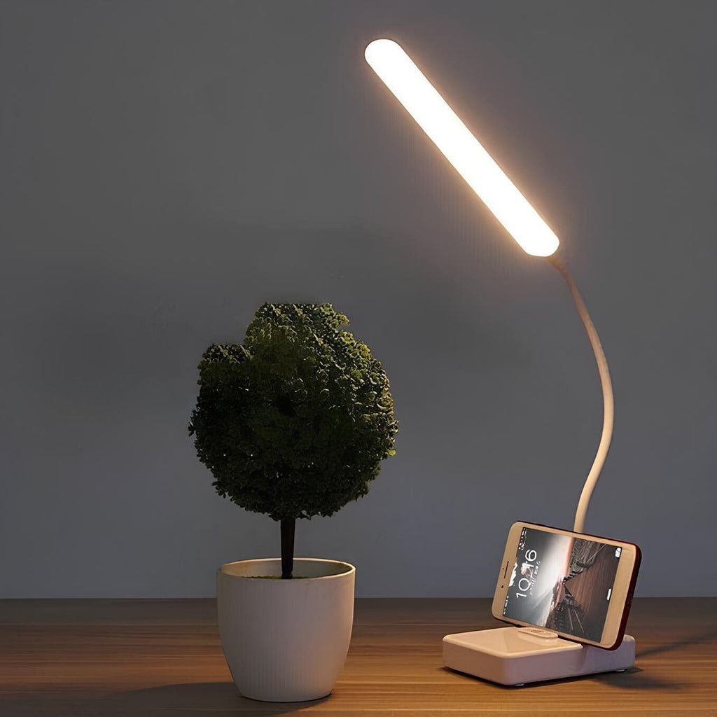 Lámpara de escritorio con brazo flexible, recargable y luz ajustable