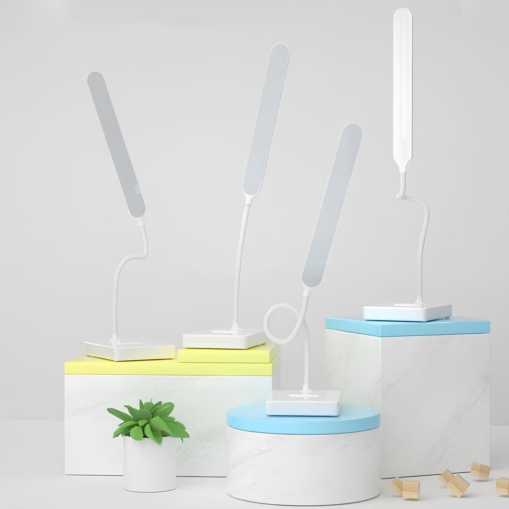Lámpara de escritorio con brazo flexible, recargable y luz ajustable