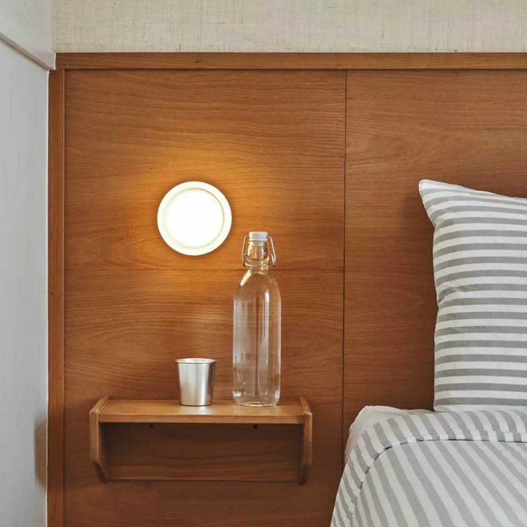 Aplique de pared LED redondo con difusor acrílico, lámpara de dormitorio de montaje al ras