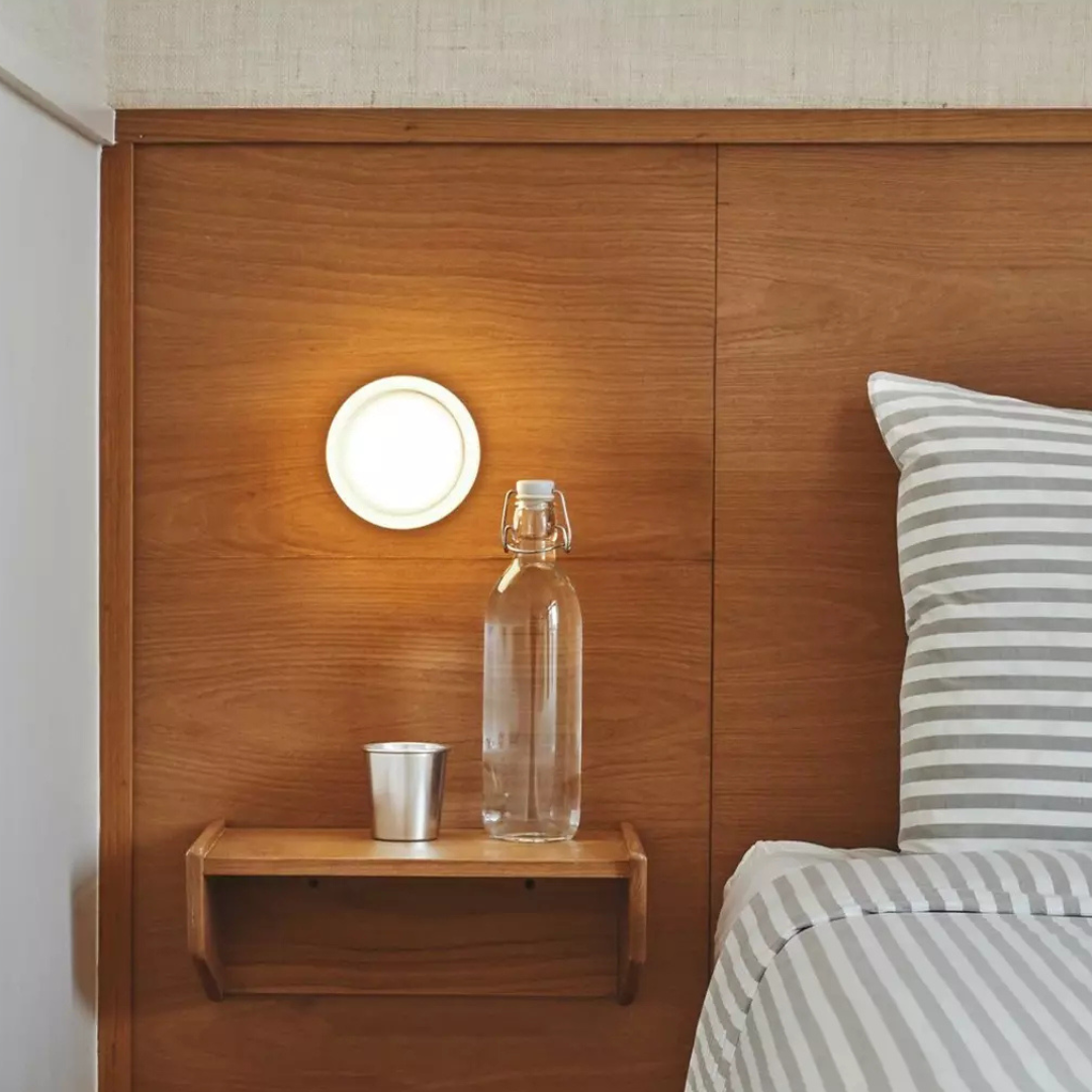 Aplique de pared LED redondo con difusor acrílico, lámpara de dormitorio de montaje al ras