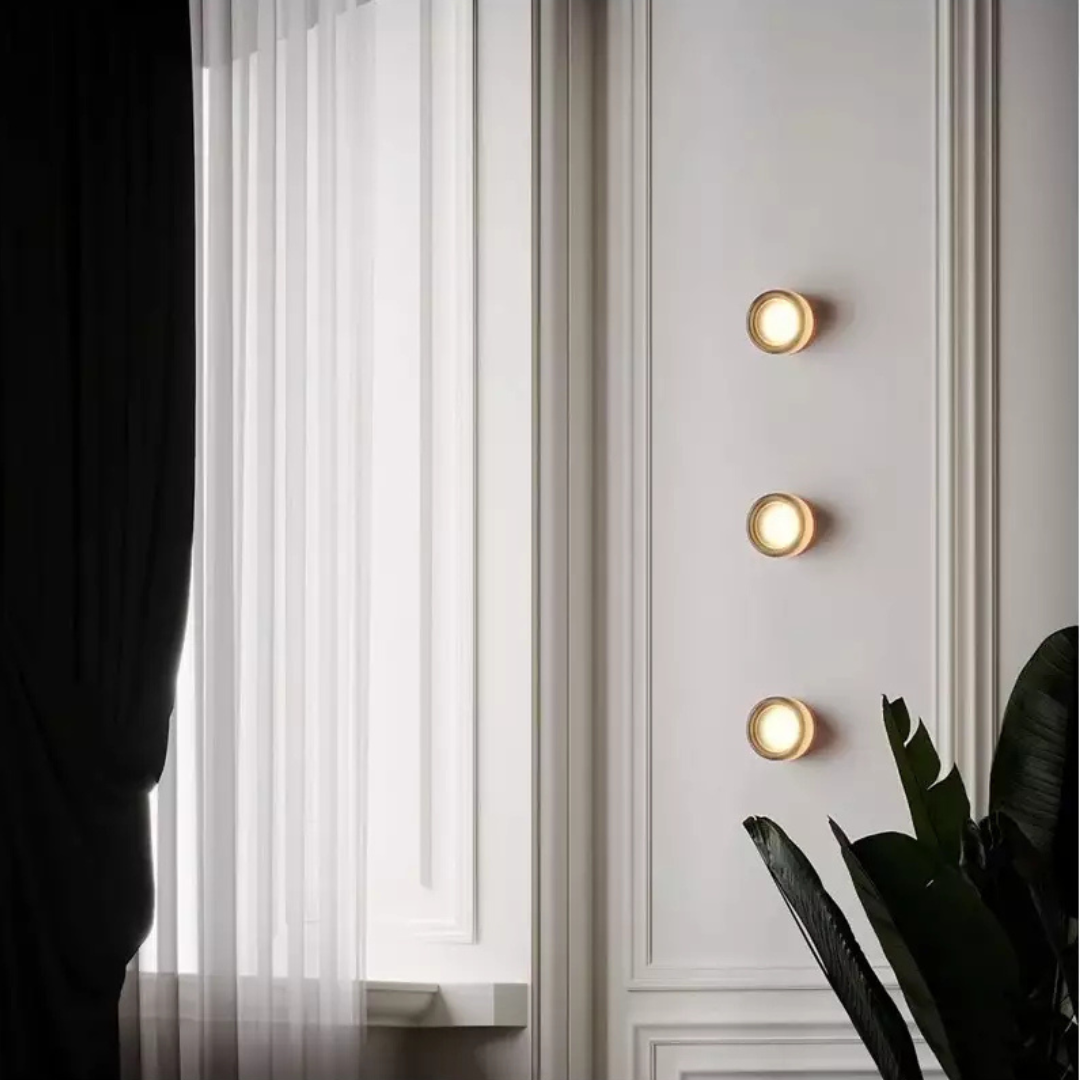 Aplique de pared LED redondo con difusor acrílico, lámpara de dormitorio de montaje al ras