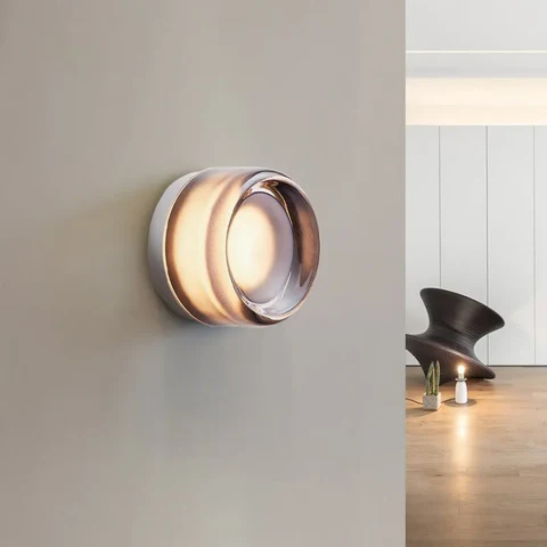 Aplique de pared LED redondo con difusor acrílico, lámpara de dormitorio de montaje al ras