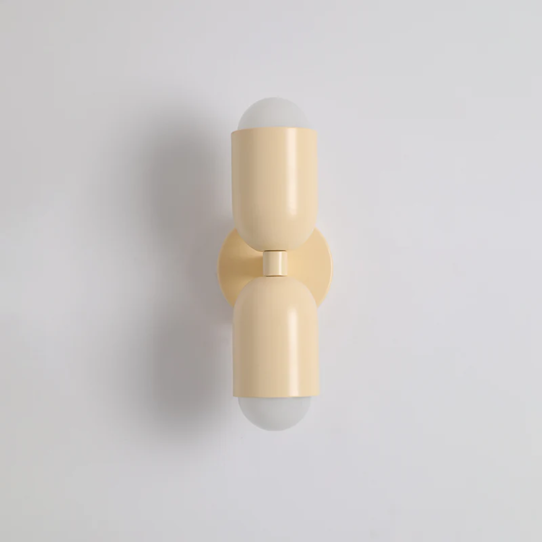 Aplique de pared con iluminación LED doble hacia arriba y hacia abajo y diseño de colores contrastantes