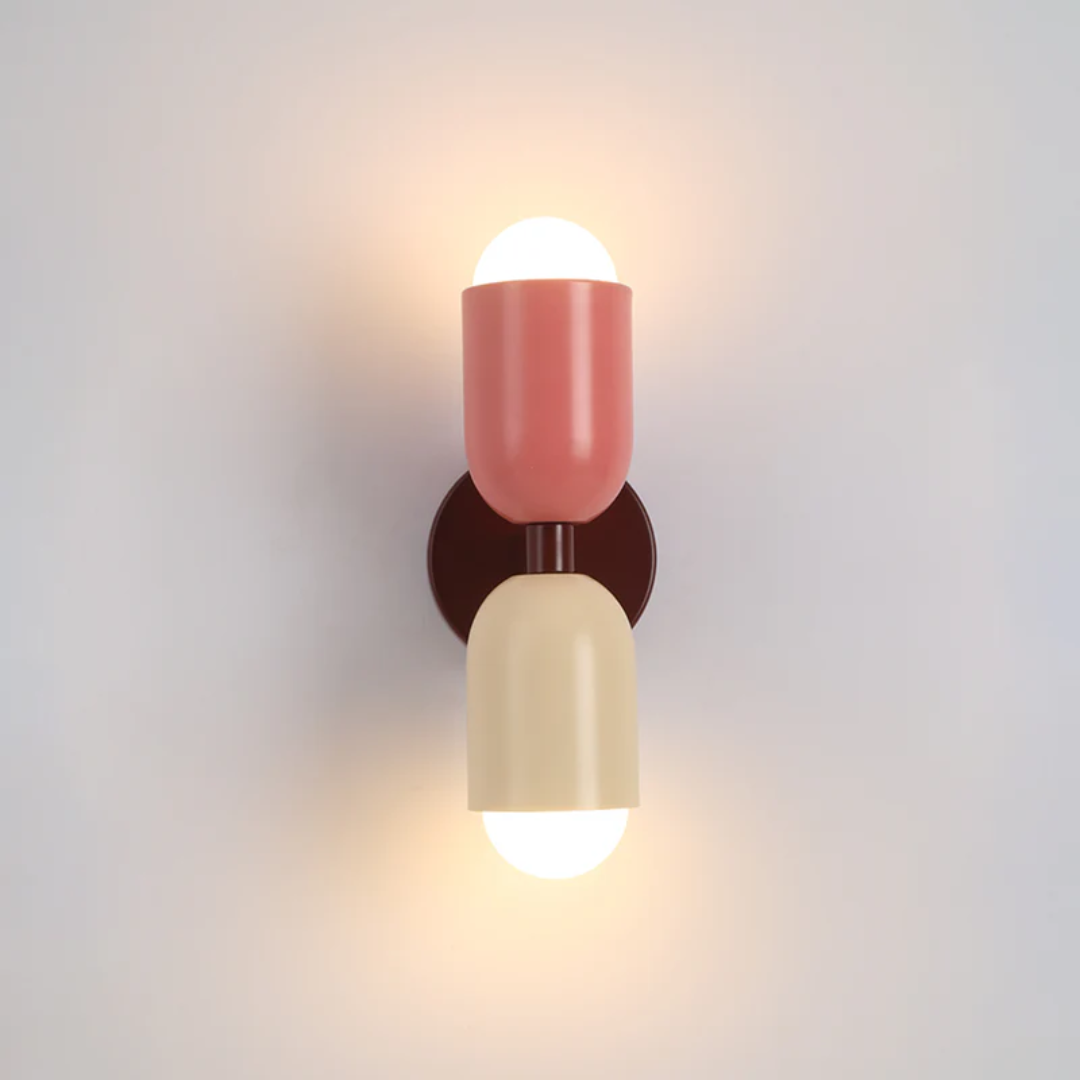 Aplique de pared con iluminación LED doble hacia arriba y hacia abajo y diseño de colores contrastantes