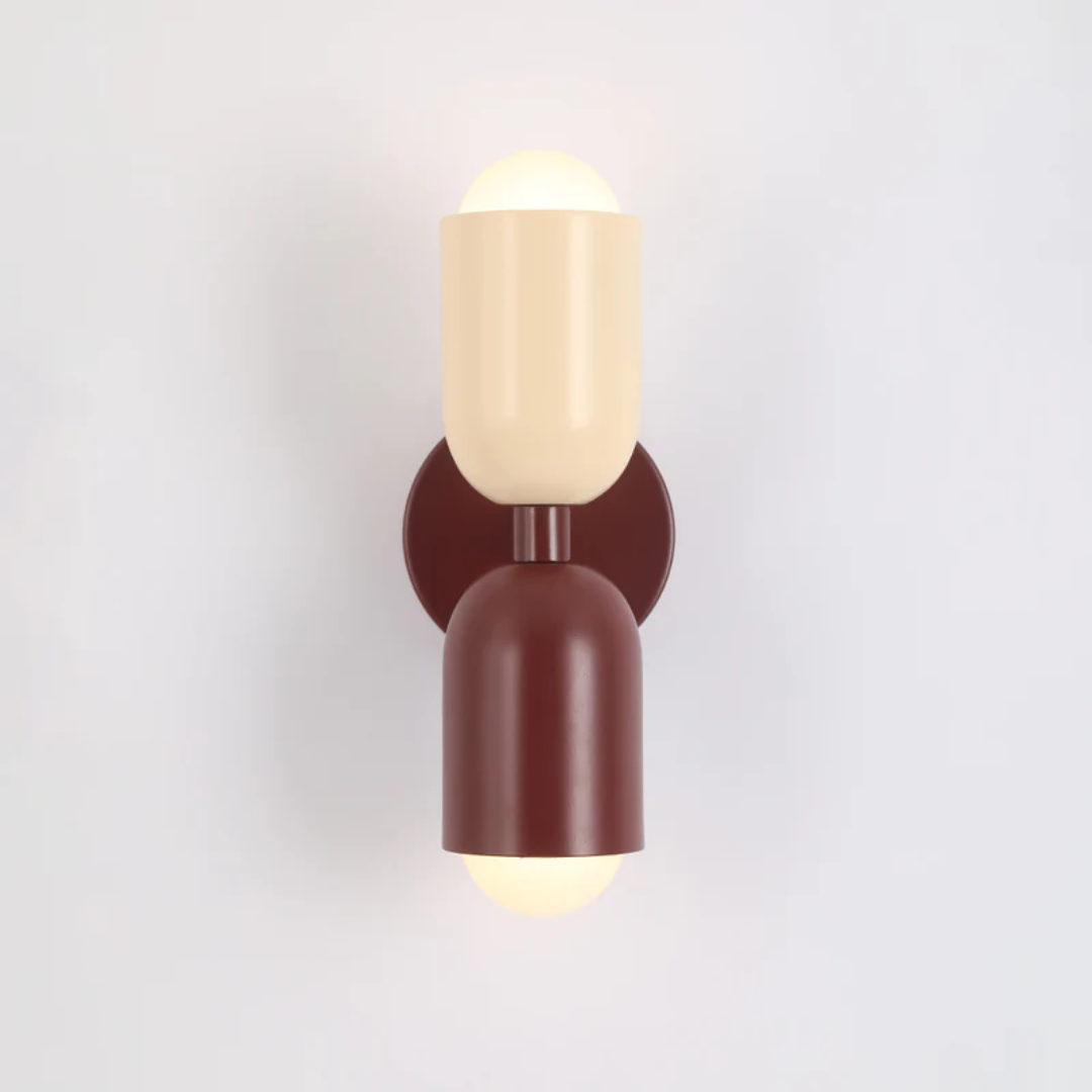 Aplique de pared con iluminación LED doble hacia arriba y hacia abajo y diseño de colores contrastantes