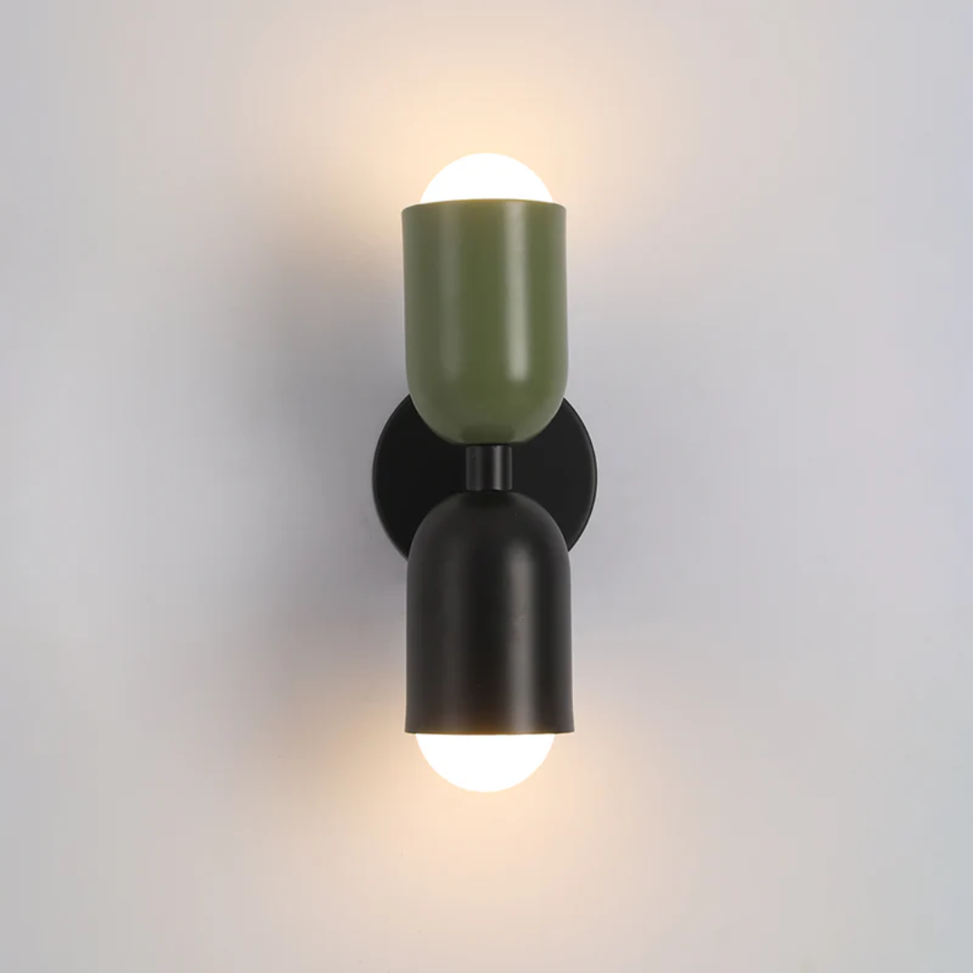 Aplique de pared con iluminación LED doble hacia arriba y hacia abajo y diseño de colores contrastantes