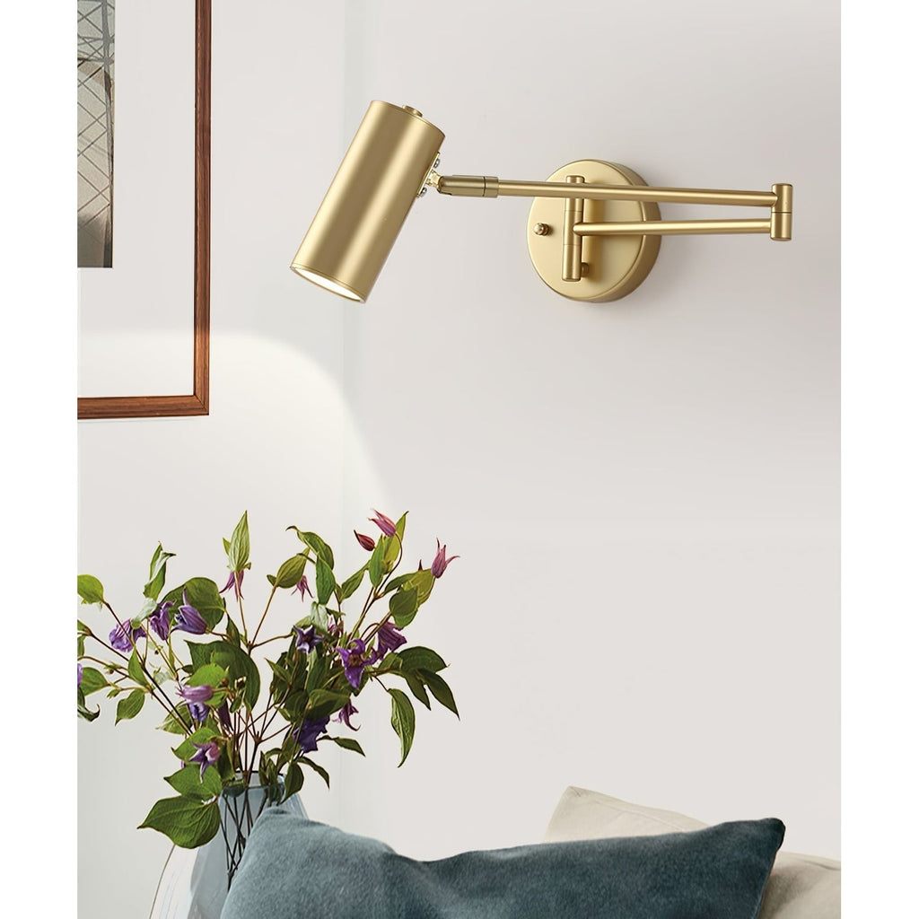 Lámpara de pared con brazo articulado para lectura y cabezal ajustable