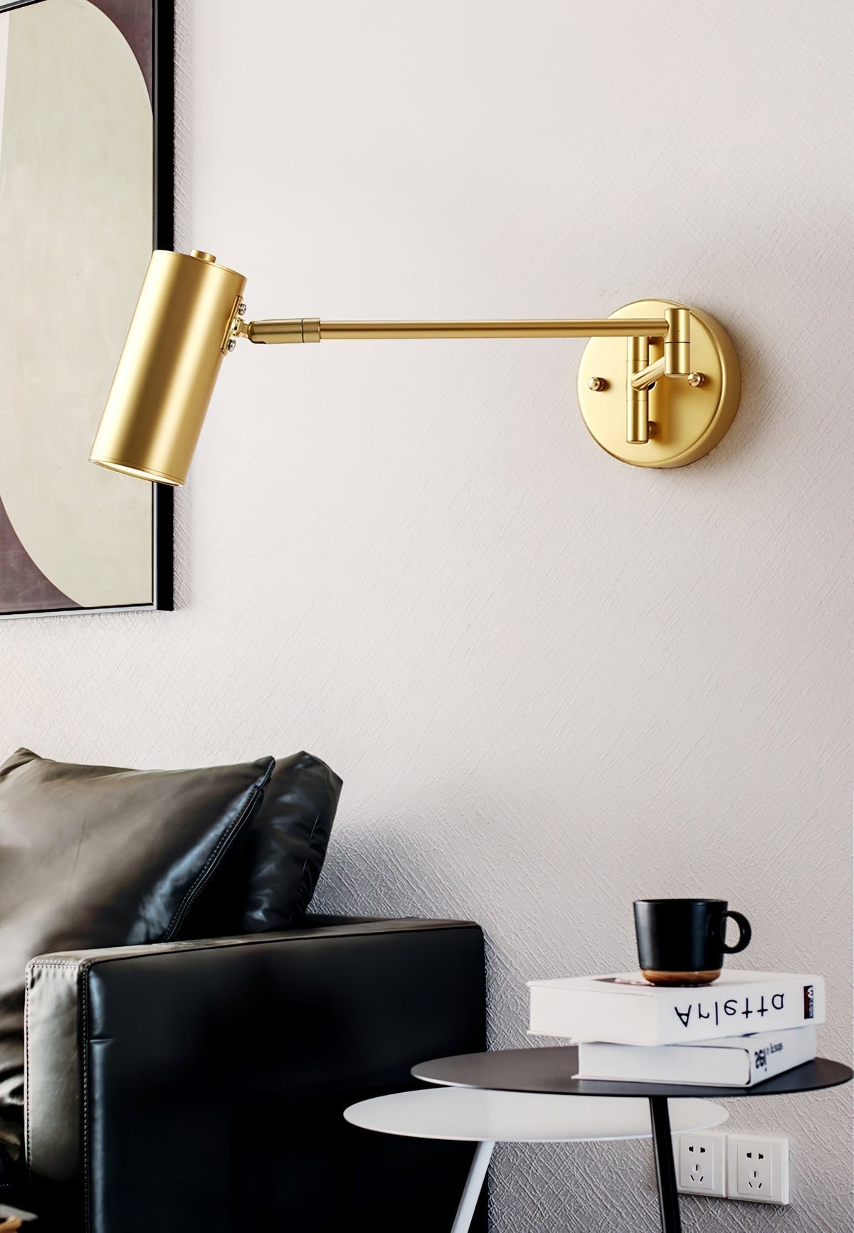 Lámpara de pared con brazo articulado para lectura y cabezal ajustable